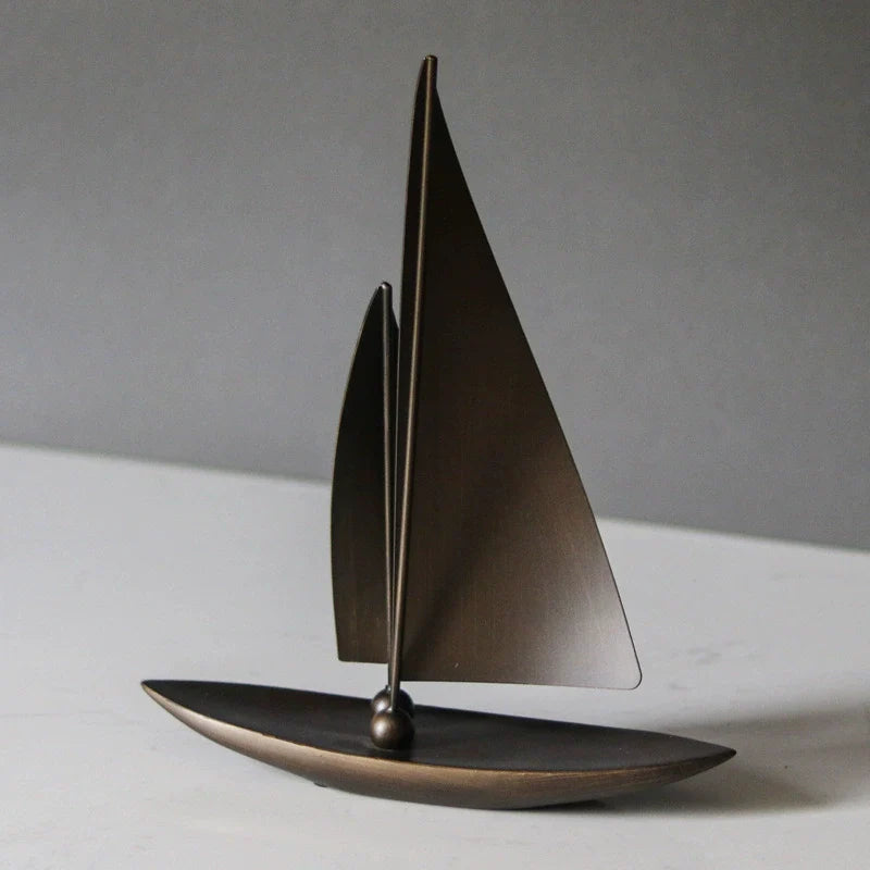 Luxury Resin Sailboat Model – Modern Decorative Sculpture for Home, Office & Feng Shui Accents