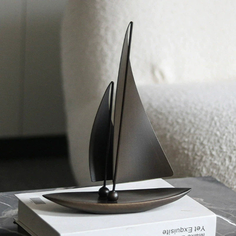 Luxury Resin Sailboat Model – Modern Decorative Sculpture for Home, Office & Feng Shui Accents