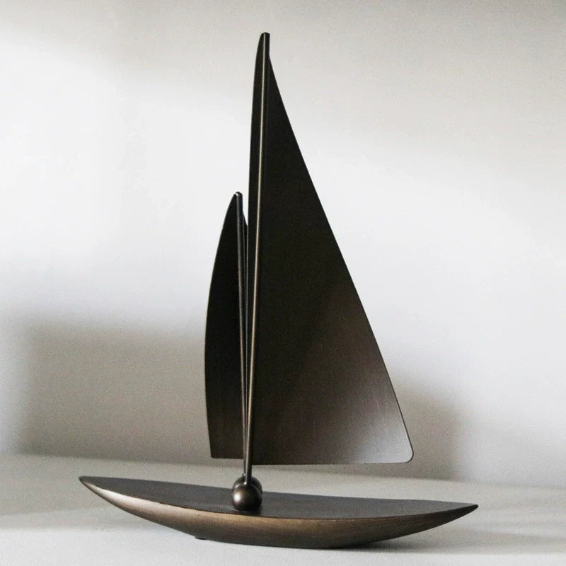 Luxury Resin Sailboat Model – Modern Decorative Sculpture for Home, Office & Feng Shui Accents