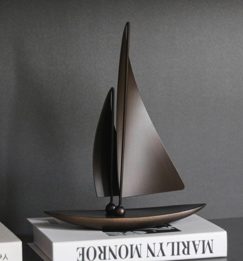 Luxury Resin Sailboat Model – Modern Decorative Sculpture for Home, Office & Feng Shui Accents