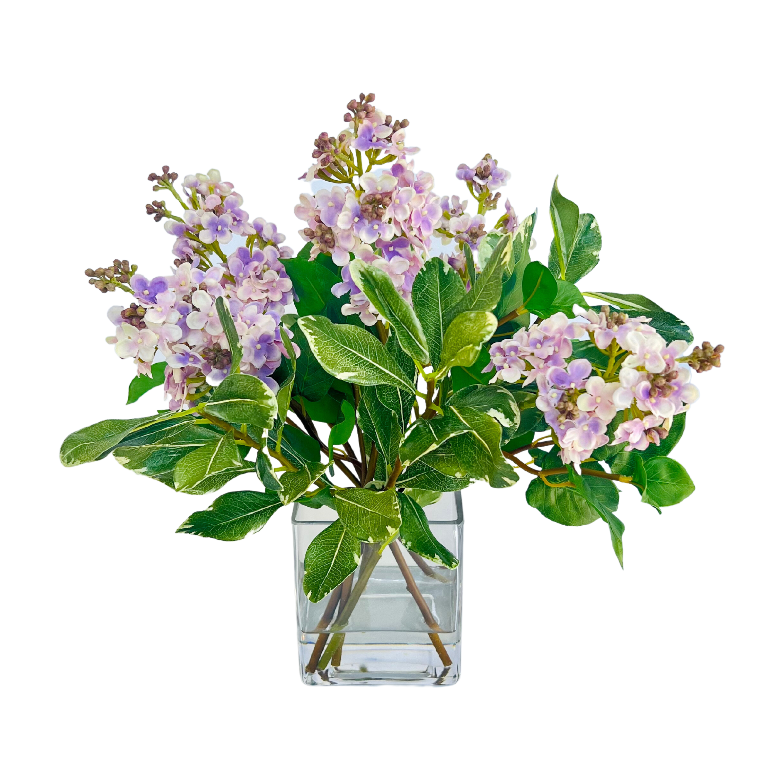 Faux Lilac Flower Arrangement Centerpiece - 15"