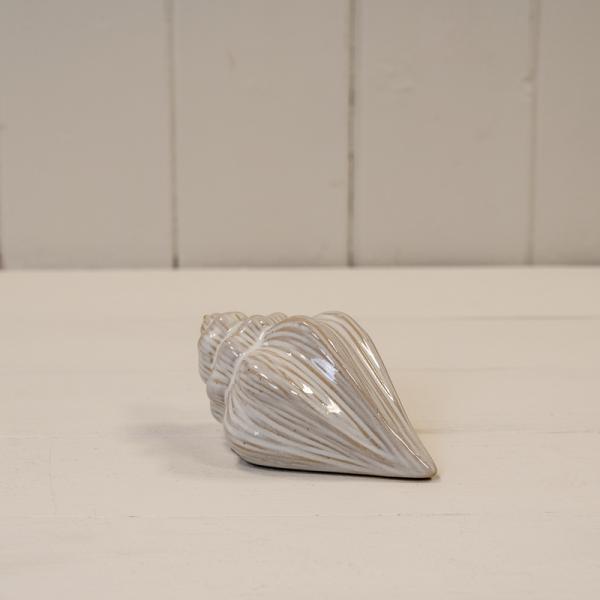 Glazed Ceramic Shell Ornament With Textured Detail