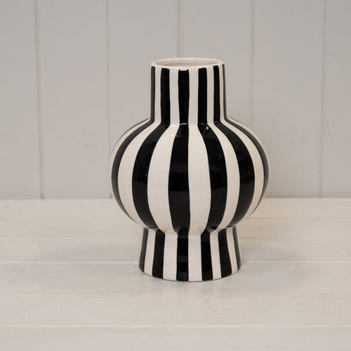 Black And White Striped Round Vase